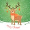 Christmas card with reindeer. Cute cartoon deer