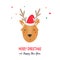 Christmas card with a reindeer. Holiday greetings