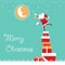 Christmas card with Santa and moon decoration