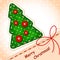Christmas card. sewing christmas tree
