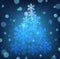 Christmas card with snowflakes shape of christmas tree