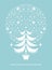 Christmas card, stylized fir tree and snowflakes.