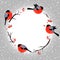 Christmas card template with cute bullfinches