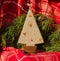 Christmas card template with handmade new year tree