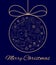 Christmas card or vertical banner. Outline winter elements and symbols located in the form of a ball with a bow. Sketch hand drawi