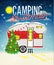 Christmas Card with Winter Camp. Vector illustration.