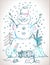 Christmas card for xmas design hand drawn snowman