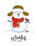 Christmas cards with snowman and winter lettering
