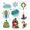 Christmas carolers holiday cheer illustration set