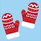 Christmas cartoon colored mittens with decorations. Vector flat illustration isolated on blue background