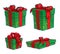 Christmas Cartoon Icon Set - Four Present Boxes