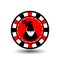 Christmas casino chips. Red. Santa Claus with a mustache in the middle. Illustration . Use for the site, printing, paper, cl