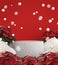Christmas Celebrate Concept Podium Display Stage With Snow Falling On Red Backgrounds 3d Rendering
