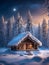 Christmas celebrated in a small secluded log cabin in Alaska