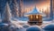 Christmas celebrated in a small secluded log cabin in Alaska