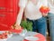 Christmas celebration lady setting festive table