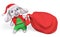 Christmas character cartoon elephant carrying big red sack full