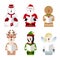 Christmas character icon set carol singing