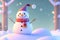 Christmas Character Snowman in Winter Forest. Generative AI