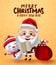 Christmas characters vector banner design. Merry christmas greeting text with santa and snowman character reading wish list.