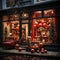 Christmas Charm: Festive English Shopfront on High Street