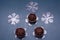 Christmas chocolate cupcakes. Christmas sweets. New Year`s dessert