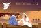 Christmas Christian nativity scene with baby Jesus and angels