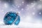 Christmas. Christmas blue balls snow and space abstract background