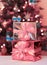 Christmas. Christmas decoration, gift box, pink