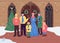 Christmas church choir flat color vector illustration