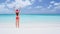 Christmas CINEMAGRAPH - seamless loop: Bikini woman happy on travel beach