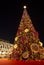 Christmas city lights decoration with an enormous Christmas tree, Braga.