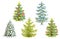 Christmas clipart consisting of watercolor fir trees isolated on white background. Hand drawn winter spruce set for New Year