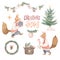 Christmas clipart set with cute squirrels