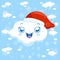 Christmas clouds in the sky snowing. Vector illustration