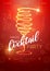 Christmas cocktail party poster with glowing shiny trail like champagne glass.