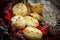 Christmas coconut macaroons decorated with snowflake