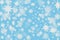 Christmas cold blue background with snow flakes and stars with b