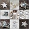 Christmas collage with white, silver and grey decoration