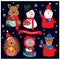 Christmas collection stickers with funny animals