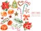 Christmas collection:sweets,poinsettia,anise,orange,pine cone,ribbons,christmas cakes