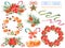 Christmas collection:wreaths,poinsettia,bouquets,orange,pine cone,ribbons,christmas cakes