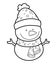 Christmas coloring book or page. Christmas snowman black and white vector illustration