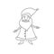 Christmas coloring book page. Funny hand drawn Santa illustration