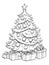 Christmas Colouring page with a Christmas Tree