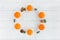 Christmas Composition of Clementines and Christmas decoration