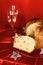 Christmas composition with panettone and spumante