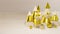 Christmas composition wooden Golden Christmas trees balloons and gifts.