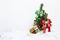 Christmas concept background, Colorful decoroation on Chrismast tree on white background