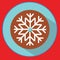 Christmas cookie. gingerbread snowflake. Flat vector icon with long shadow. New year food